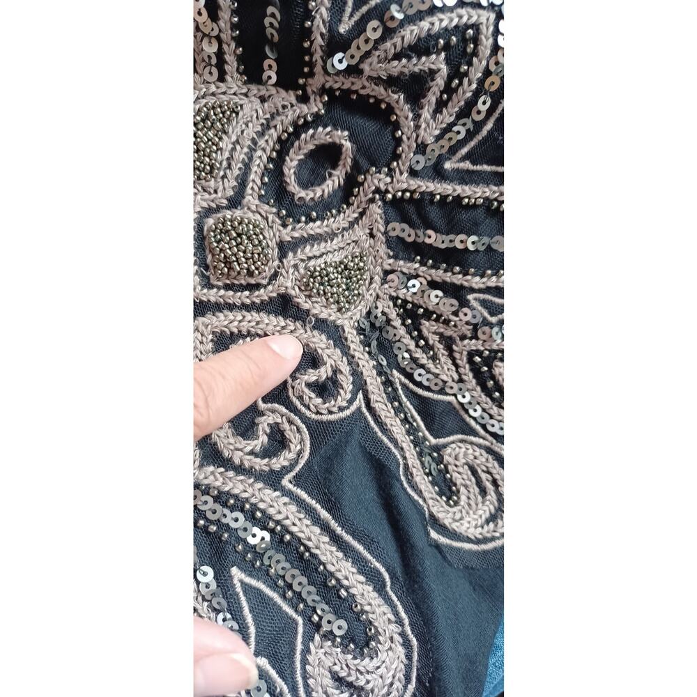 Rock & Republic Sz Large Black Sequin Beaded Racerback Tank Top Embellished Y2K - Picture 9 of 9